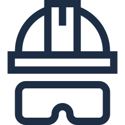 Ikon, vernehjelm og briller