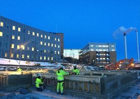 Arbeid med fundamenter til sykehus